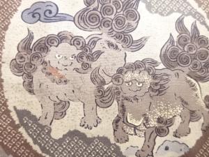 アンティーク　丸紋に唐獅子模様男物長襦袢